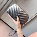 韓版純色百搭時尚車縫線女錢包皮夾中長夾手拿包