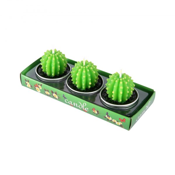 【三入】【多肉植物無煙蠟燭】超可愛純手工製多肉植物仙人掌造型無煙蠟燭三入禮盒
