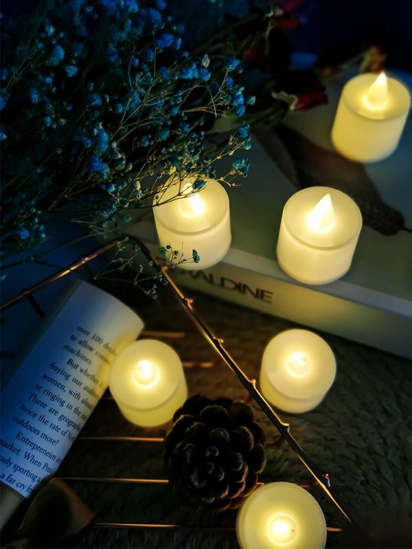 【24入盒裝電子蠟燭】【夢幻暖白光】【內置電池】浪漫生日求婚表白禮物24入暖白光電子蠟燭