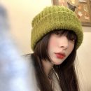 【軟糯厚實毛線帽】秋冬韓版百搭綠色帽子女毛線帽冬潮韓國冬季日系顯臉小護耳針織帽