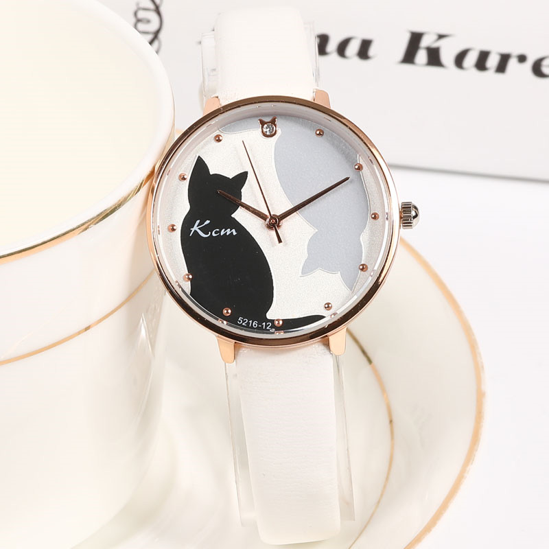 日系超萌可愛貓咪手繪錶盤軟妹風格少女心超薄防水女錶