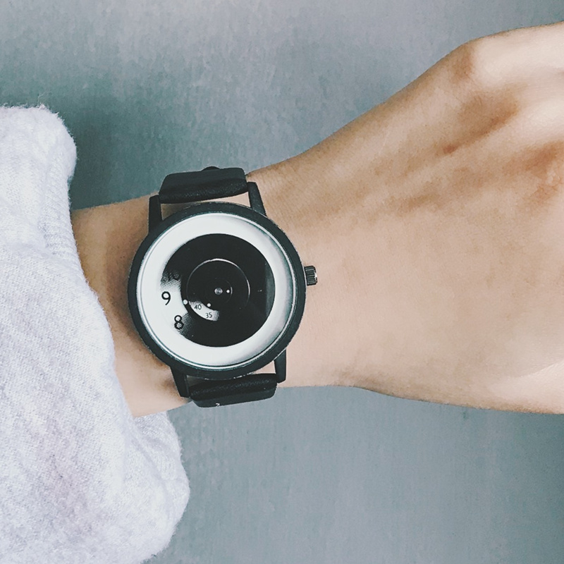 日式原創設計個性無指針玩轉時間概念男女手錶