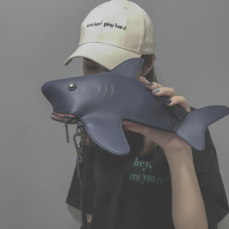 韓國熱賣個性鯊魚包小包包女搞怪時尚單肩斜背包