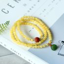 【7A級天然蜜蠟】【南紅翡翠蓮蓬配飾】【三圈】設計師款名貴三圈蜜蠟手串搭配翡翠南紅吊墜女佛珠手串手鍊